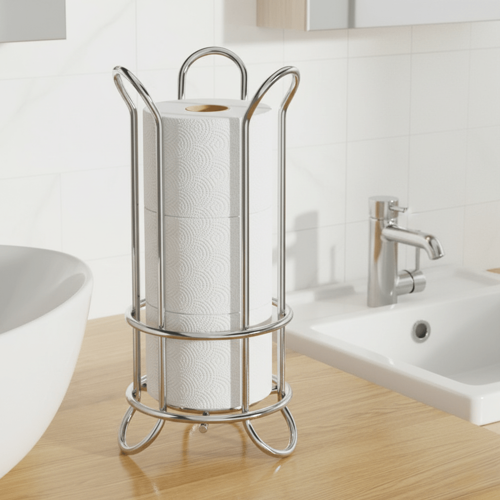 The Southern Atelier – Elegant Iron Toilet Roll Holder in Sleek Chrome Finish for a Stylish Organisation - The Southern AtelierSKU_1765807310349_96