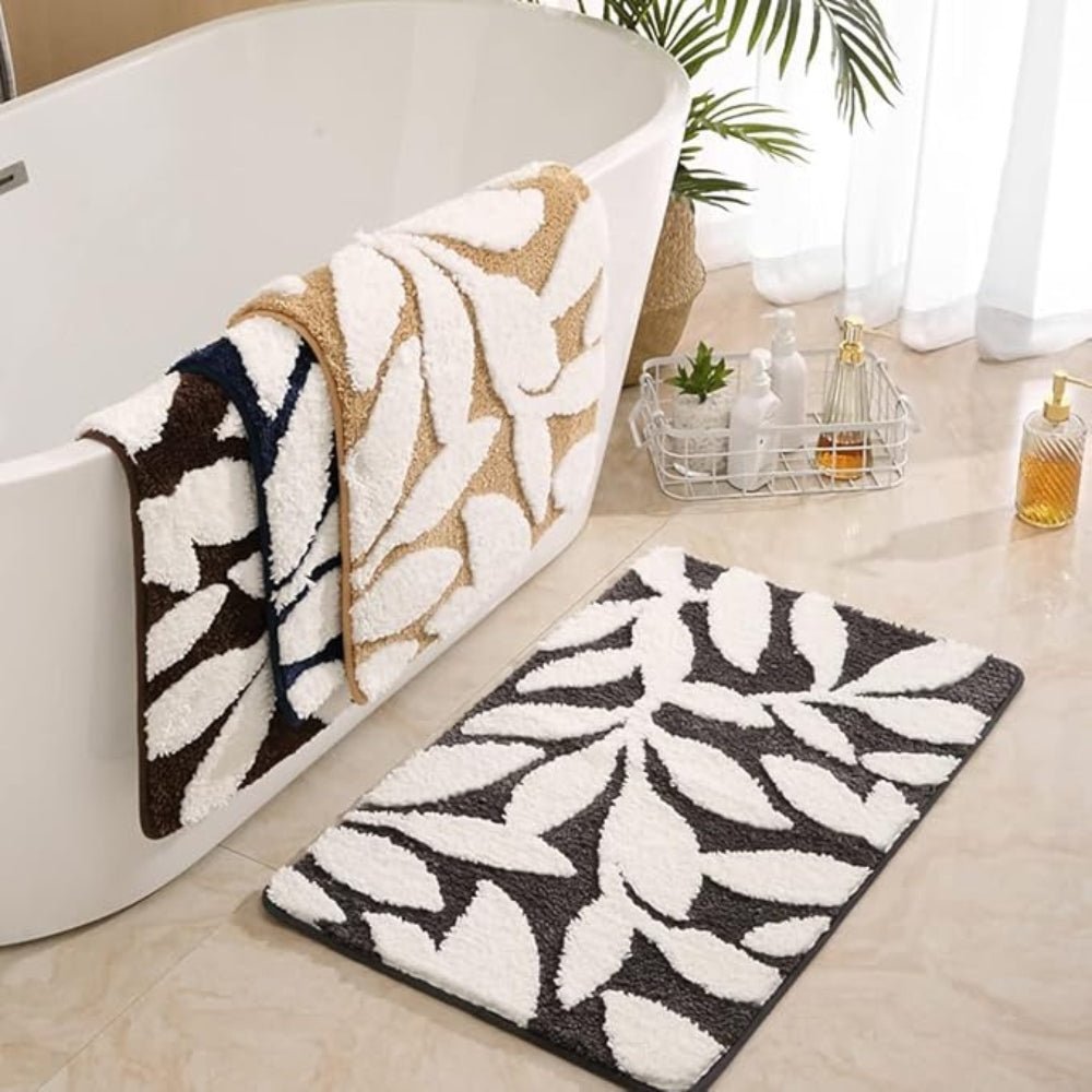 The Southern Atelier – Elegant Leaf Pattern Bath Mat in Soft Pastels for a Serene Ambiance - The Southern AtelierSKU_1763119337427_877