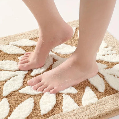 The Southern Atelier – Elegant Leaf Pattern Bath Mat in Soft Pastels for a Serene Ambiance - The Southern AtelierSKU_1763119337427_877