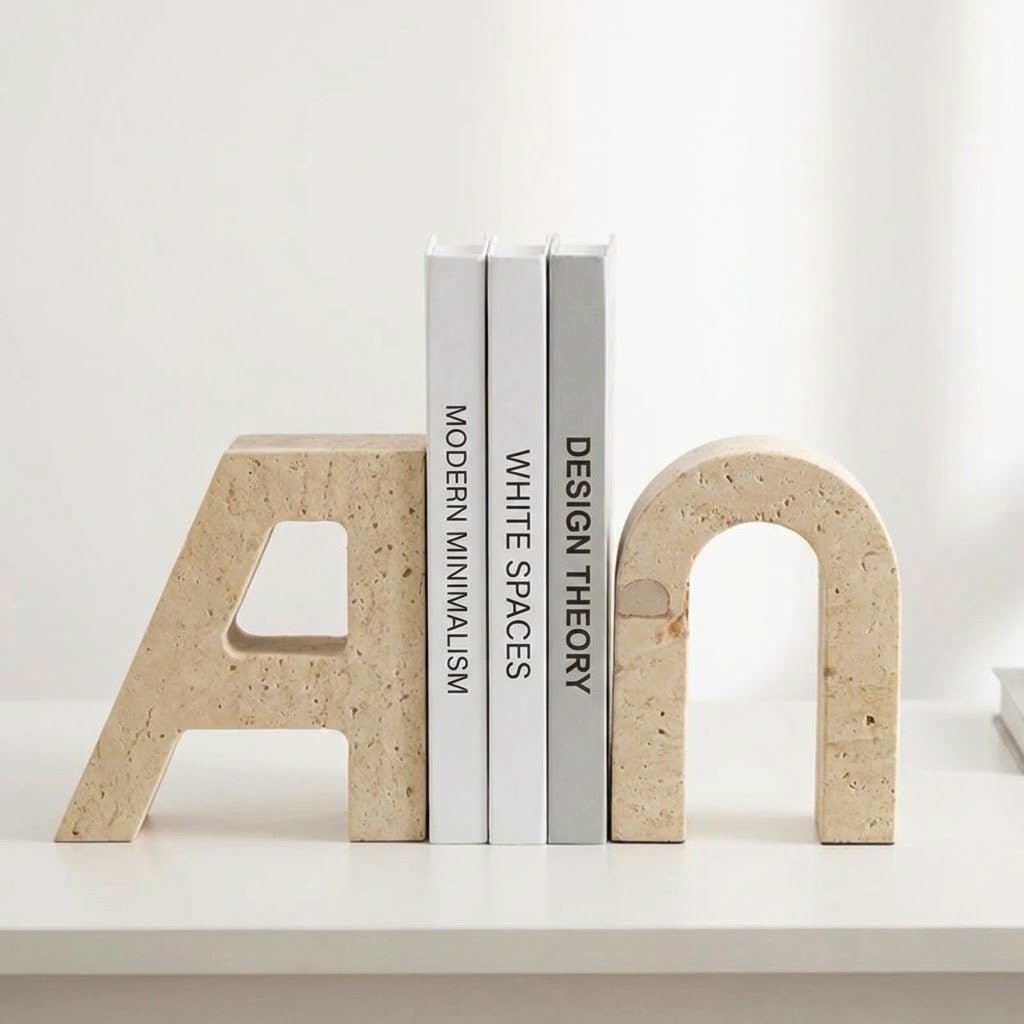 The Southern Atelier – Elegant Marble Bookends Featuring A - U Alphabet Design for a Chic Reading Nook - The Southern AtelierSKU_1769008250438_885