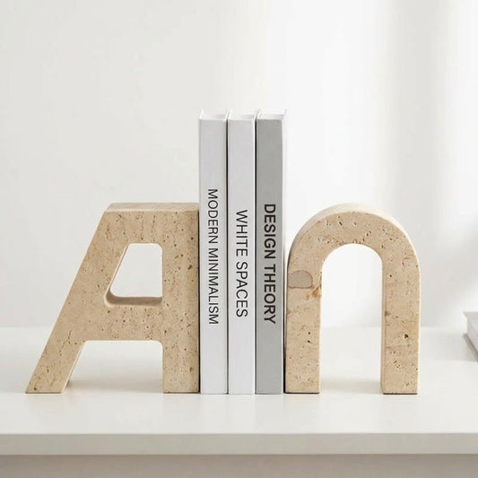 The Southern Atelier – Elegant Marble Bookends Featuring A - U Alphabet Design for a Chic Reading Nook - The Southern AtelierSKU_1769008250438_885