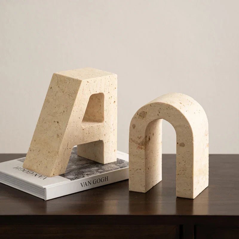 The Southern Atelier – Elegant Marble Bookends Featuring A - U Alphabet Design for a Chic Reading Nook - The Southern AtelierSKU_1769008250438_885