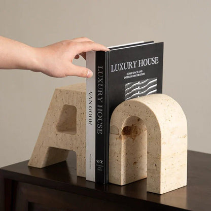 The Southern Atelier – Elegant Marble Bookends Featuring A - U Alphabet Design for a Chic Reading Nook - The Southern AtelierSKU_1769008250438_885