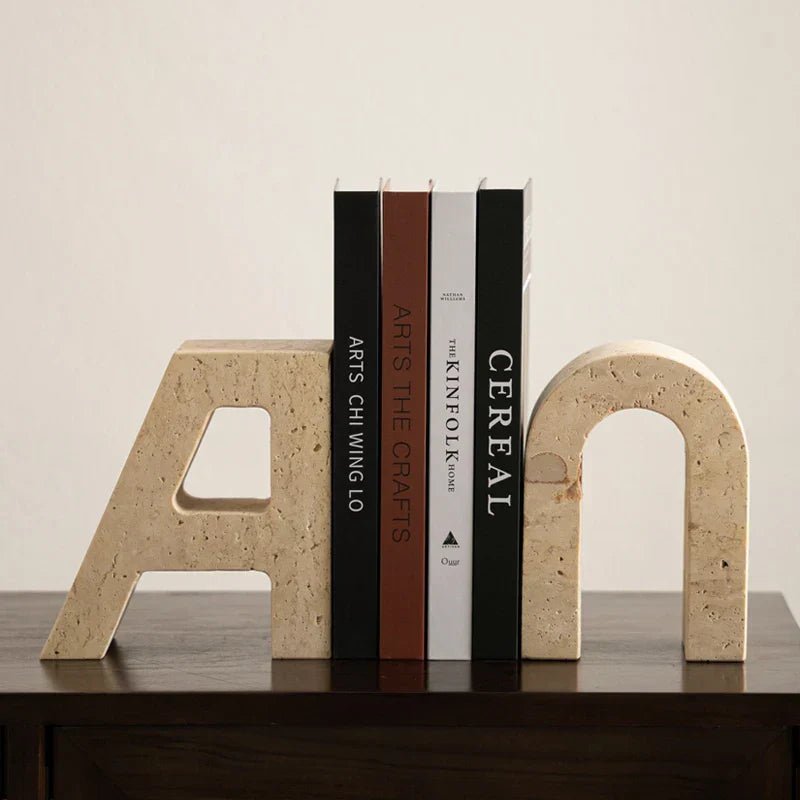 The Southern Atelier – Elegant Marble Bookends Featuring A - U Alphabet Design for a Chic Reading Nook - The Southern AtelierSKU_1769008250438_885