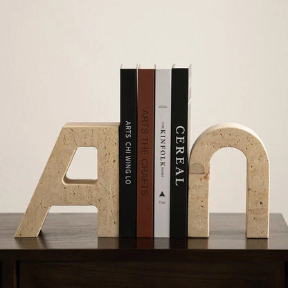 The Southern Atelier – Elegant Marble Bookends Featuring A - U Alphabet Design for a Chic Reading Nook - The Southern AtelierSKU_1769008250438_885