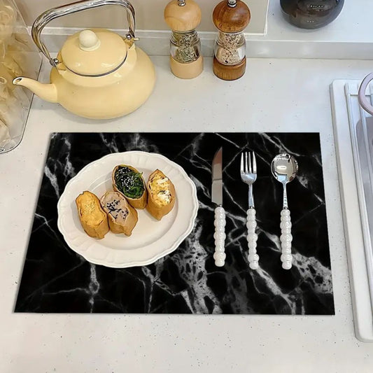The Southern Atelier – Elegant Marble Print Dish Drying Mat for a Sophisticated Touch - The Southern AtelierSKU_1774883145667_868