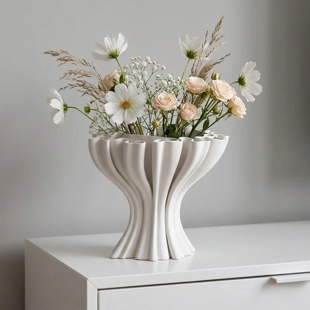 The Southern Atelier – Elegant Petal White Ceramic Vessel for a Serene Ambiance - The Southern AtelierSKU_1774881670464_119