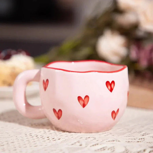 The Southern Atelier – Elegant Pink Heart - Embellished Ceramic Mug for a Romantic Touch - The Southern AtelierSKU_1775450188619_784