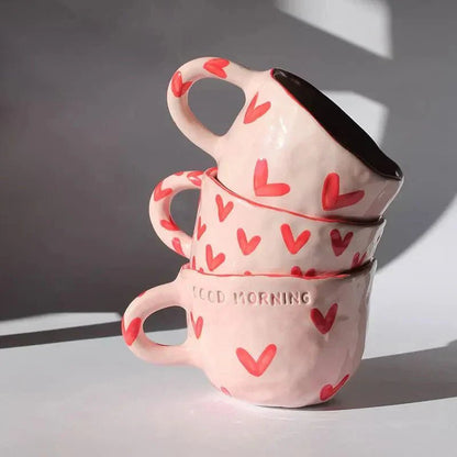 The Southern Atelier – Elegant Pink Heart - Embellished Ceramic Mug for a Romantic Touch - The Southern AtelierSKU_1775450188619_784