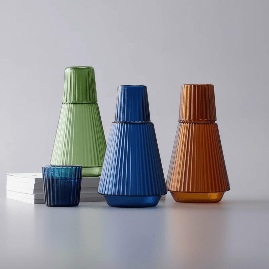 The Southern Atelier – Elegant Pleated Glass Carafe and Cup Ensemble for a Serene Ambiance - The Southern AtelierSKU_1763118723802_914