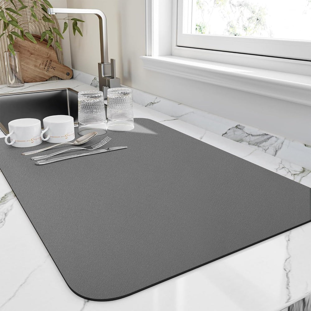 The Southern Atelier – Elegant Quick - Drying Dish Mat in Soft Grey for a for a Stylish and Organised Kitchen - The Southern AtelierSKU_1762849840229_739