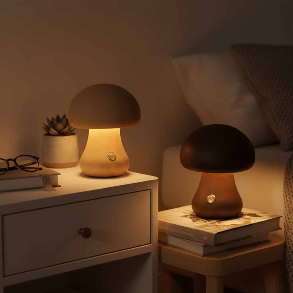 The Southern Atelier – Elegant Rechargeable Wooden Mushroom Lamp for a Serene Ambiance - The Southern AtelierSKU_1763119159330_764