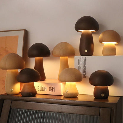 The Southern Atelier – Elegant Rechargeable Wooden Mushroom Lamp for a Serene Ambiance - The Southern AtelierSKU_1763119159330_764