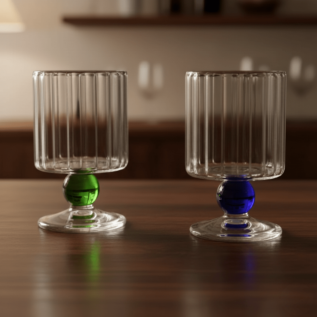 The Southern Atelier – Elegant Rippled Glass Goblet in Soft Hues for a Refined Dining Experience - The Southern AtelierSKU_1763119290849_891