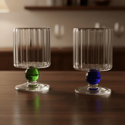 The Southern Atelier – Elegant Rippled Glass Goblet in Soft Hues for a Refined Dining Experience - The Southern AtelierSKU_1763119290849_891