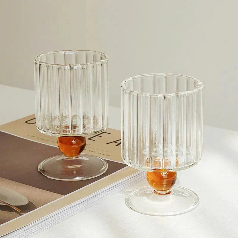 The Southern Atelier – Elegant Rippled Glass Goblet in Soft Hues for a Refined Dining Experience - The Southern AtelierSKU_1763119290849_891