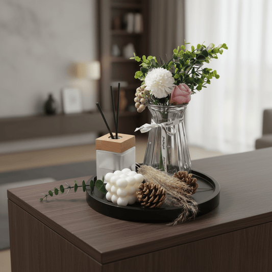 The Southern Atelier – Elegant Round Wooden Bowl for Candle Display, Infusing Warmth and Style - The Southern AtelierSKU_1763118629966_979