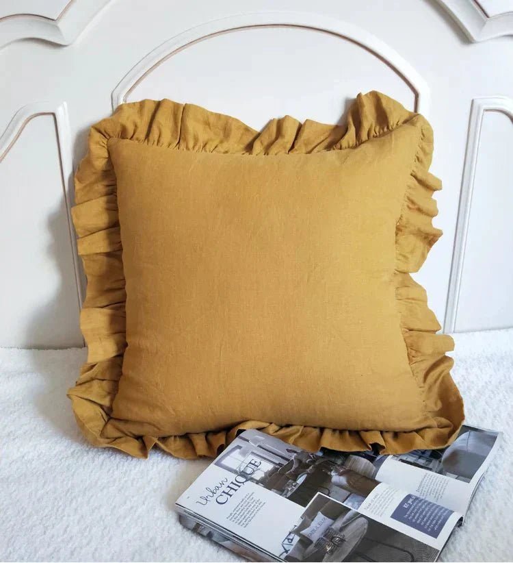 The Southern Atelier – Elegant Soft Frilled Linen Cushion Cover in Vibrant Shades for a Touch of Luxury - The Southern AtelierSKU_1763119317905_835