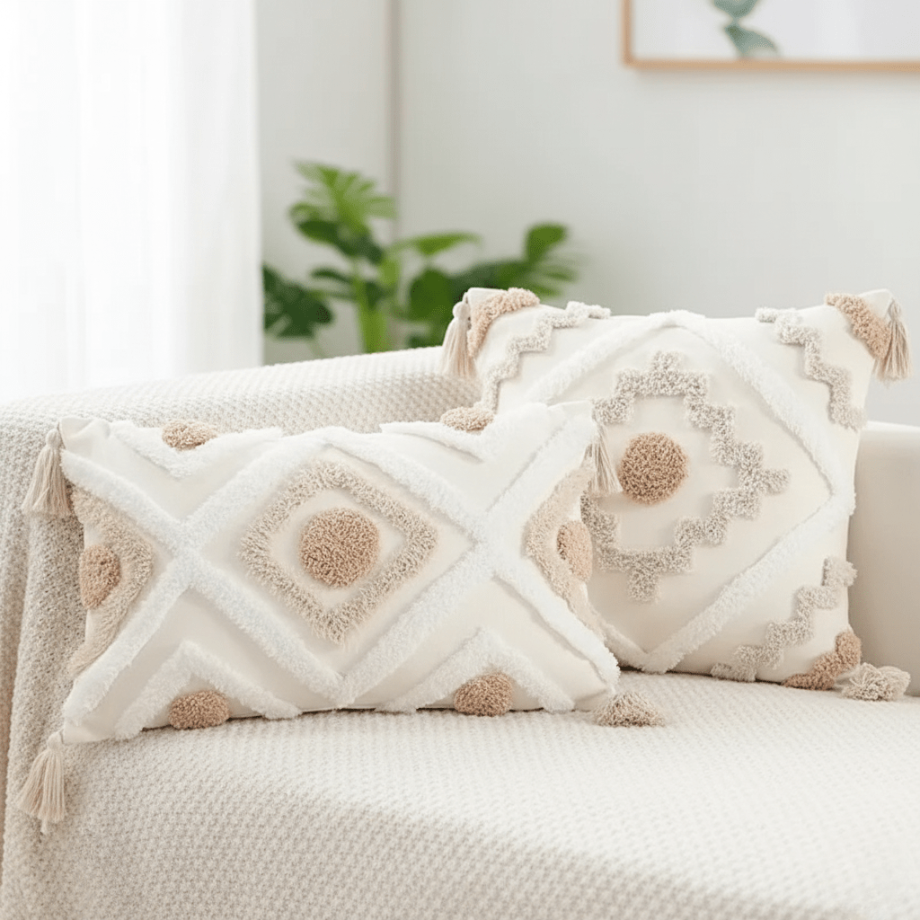 The Southern Atelier – Elegant Textured Cushion with Fringed Detail for a Timeless Luxury - The Southern AtelierSKU_1763119304939_162
