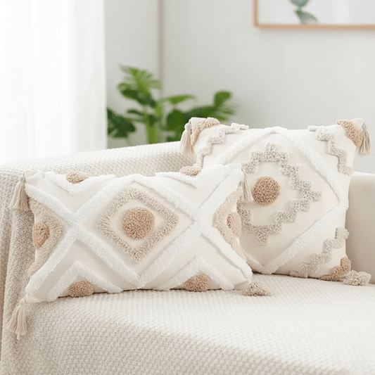 The Southern Atelier – Elegant Textured Cushion with Fringed Detail for a Timeless Luxury - The Southern AtelierSKU_1763119304939_162