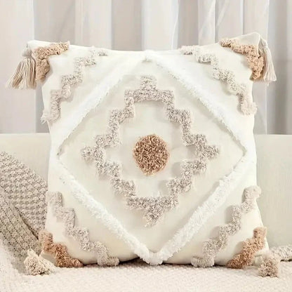 The Southern Atelier – Elegant Textured Cushion with Fringed Detail for a Timeless Luxury - The Southern AtelierSKU_1763119304939_162