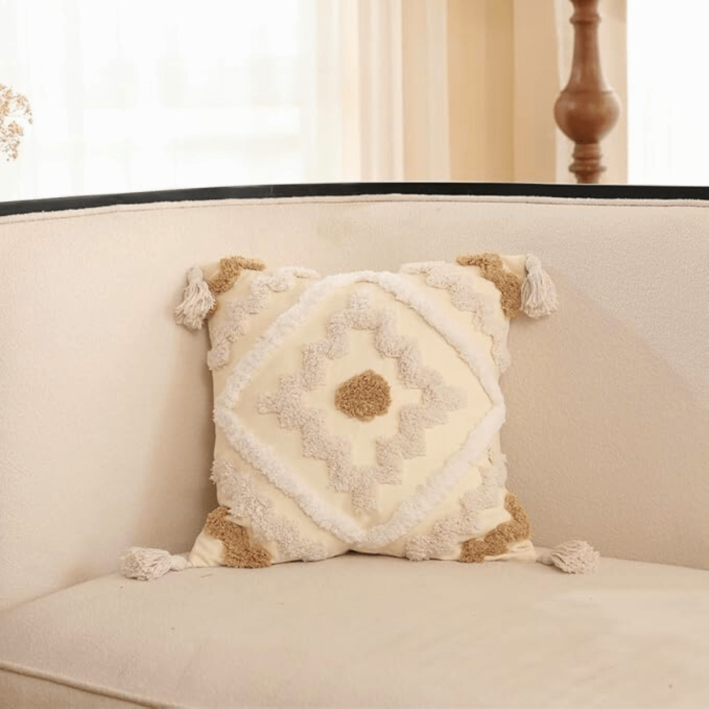 The Southern Atelier – Elegant Textured Cushion with Fringed Detail for a Timeless Luxury - The Southern AtelierSKU_1763119304939_708