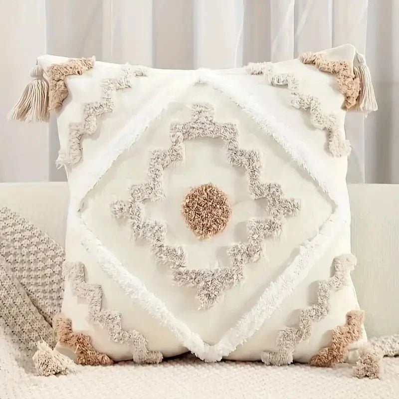 The Southern Atelier – Elegant Textured Cushion with Fringed Detail for a Timeless Luxury - The Southern AtelierSKU_1763119304939_708