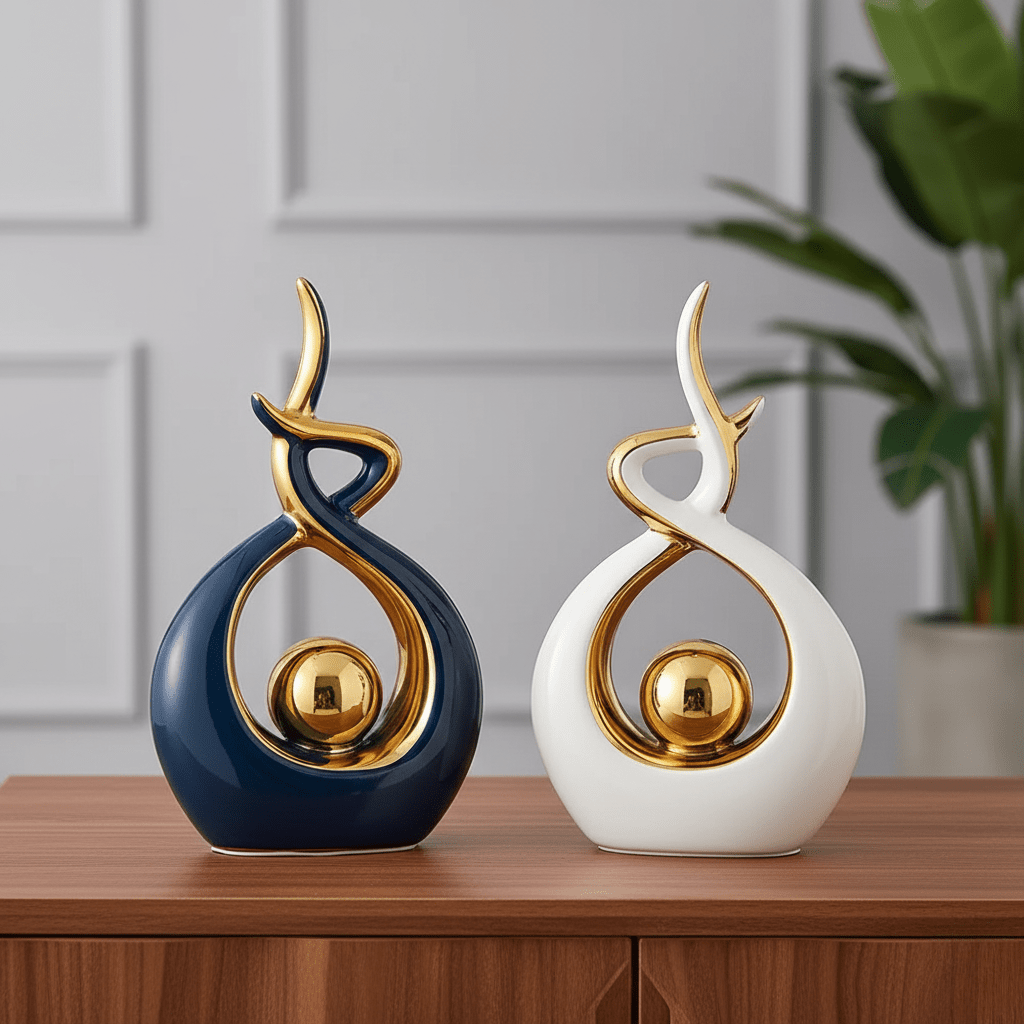 The Southern Atelier – Elegant Twisted Ceramic Sculpture with Golden Highlights for a Timeless Charm - The Southern AtelierSKU_1763119421386_784