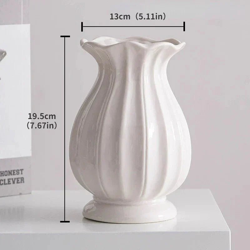 The Southern Atelier – Elegant White Ceramic Vase for Contemporary Spaces with Timeless Charm - The Southern AtelierSKU_1763119028925_299