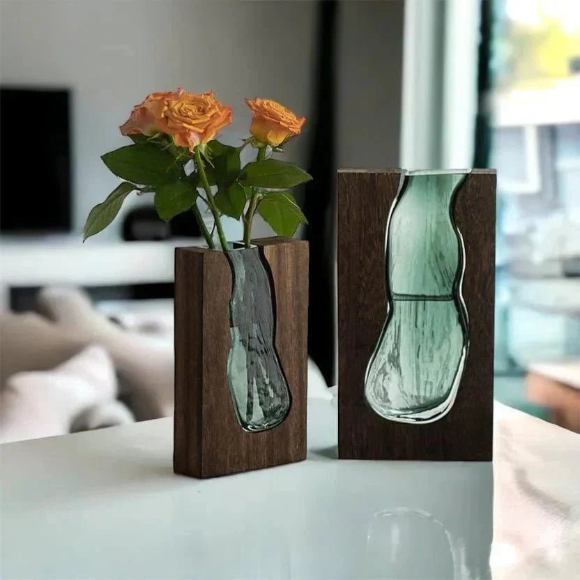 The Southern Atelier – Elegant Wooden and Glass Vase - The Southern AtelierSKU_1762349701452_916