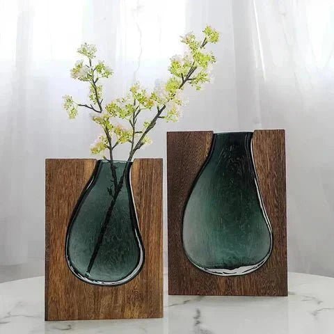 The Southern Atelier – Elegant Wooden and Glass Vase - The Southern AtelierSKU_1762349701452_921