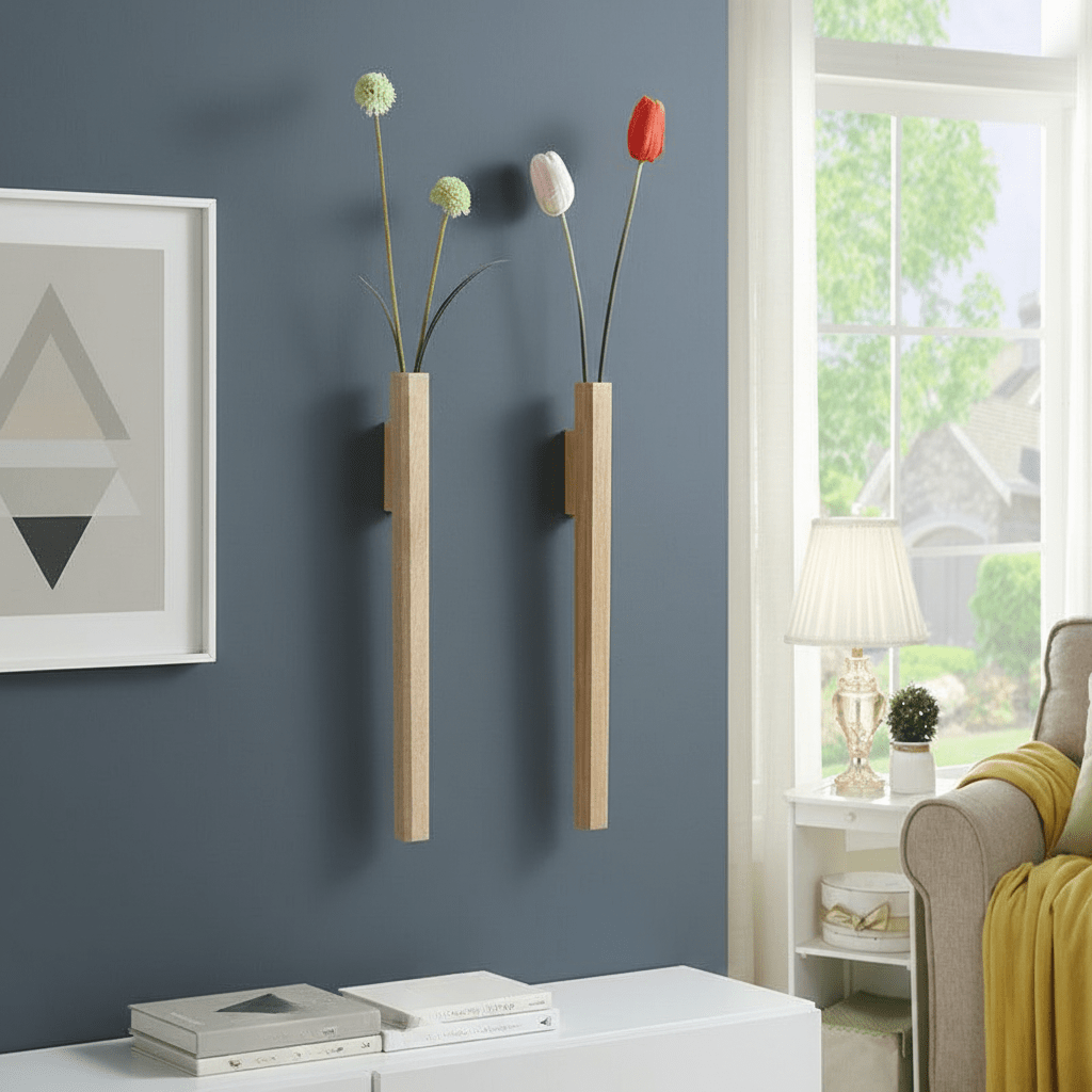 The Southern Atelier – Elegant Wooden Wall Point Vase for Rustic Sophistication with Natural Touch - The Southern AtelierSKU_1758918246566_861