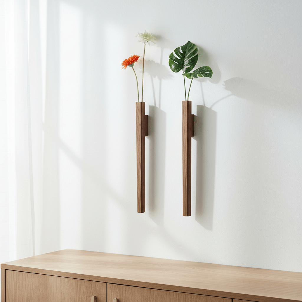 The Southern Atelier – Elegant Wooden Wall Point Vase for Rustic Sophistication with Natural Touch - The Southern AtelierSKU_1758918246566_861