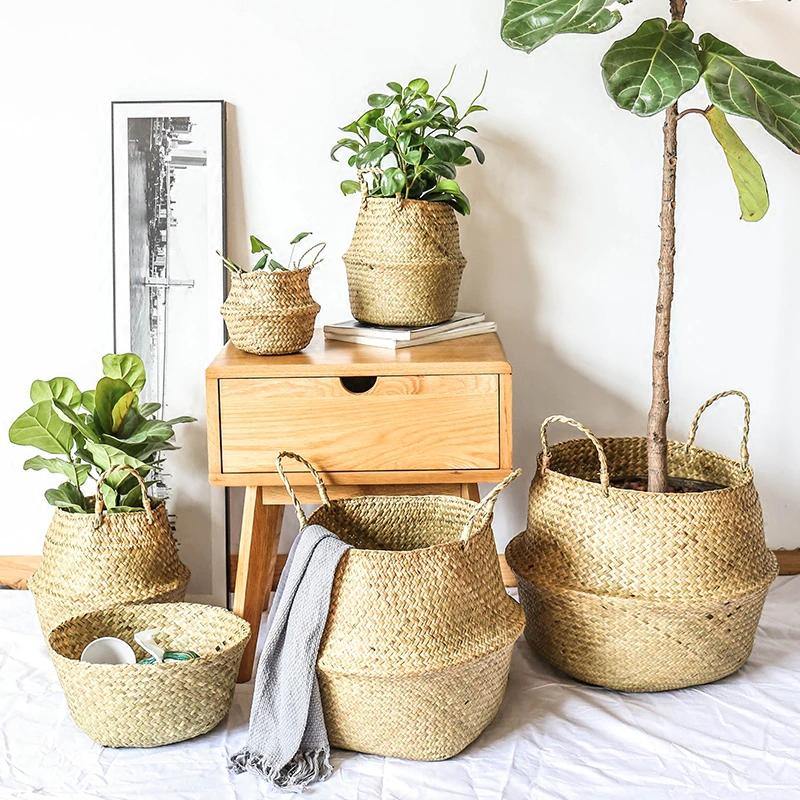 The Southern Atelier – Elegant Woven Plant Basket with Versatile Handles for a Serene Ambiance - The Southern AtelierSKU_1763119191782_167
