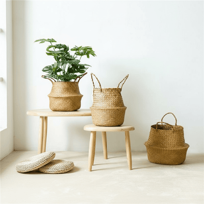 The Southern Atelier – Elegant Woven Plant Basket with Versatile Handles for a Serene Ambiance - The Southern AtelierSKU_1763119191782_167