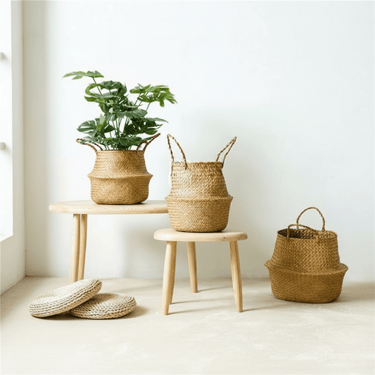 The Southern Atelier – Elegant Woven Plant Basket with Versatile Handles for a Serene Ambiance - The Southern AtelierSKU_1763119191782_167