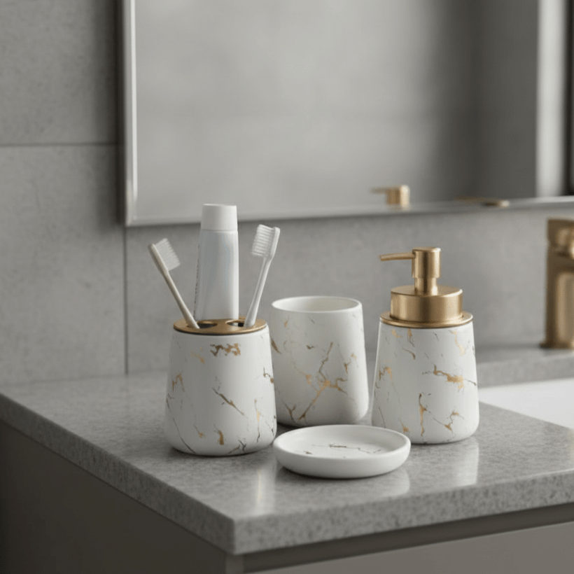 The Southern Atelier – Exquisite 4 - Piece Scandinavian Bathroom Accessory Set for Luxurious Serenity - The Southern AtelierSKU_1766400553741_739