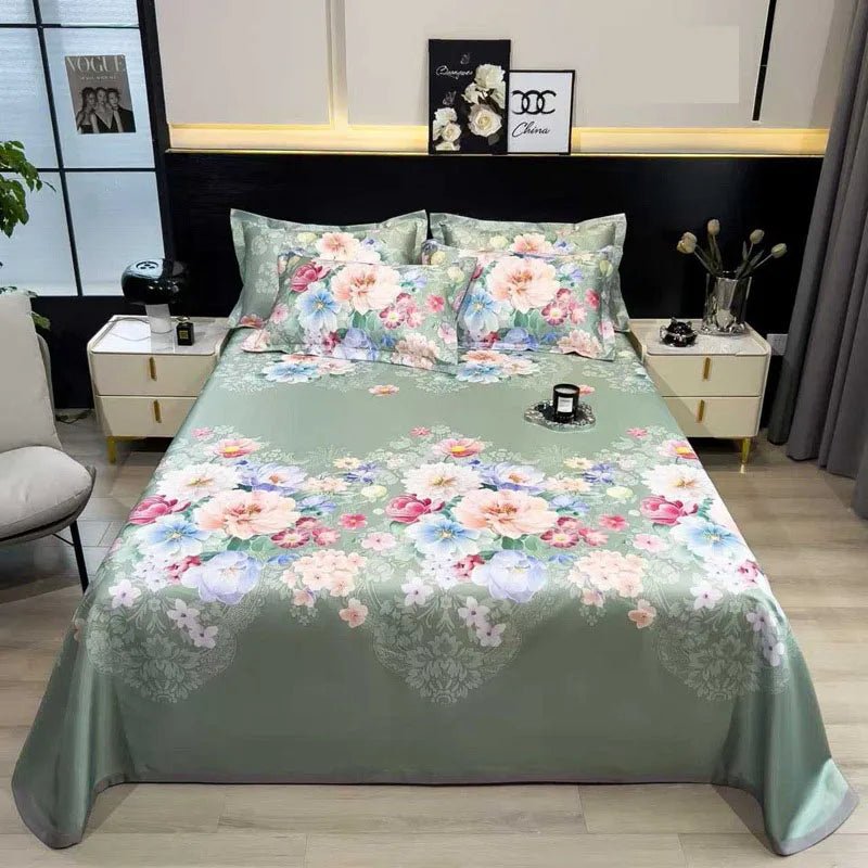 The Southern Atelier – Exquisite Floral Satin Bed Cover Set for Effortless Summer Elegance - The Southern AtelierSKU_1769008021487_157