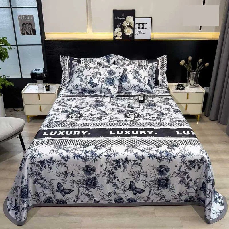 The Southern Atelier – Exquisite Floral Satin Bed Cover Set for Effortless Summer Elegance - The Southern AtelierSKU_1769008021487_274