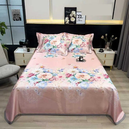 The Southern Atelier – Exquisite Floral Satin Bed Cover Set for Effortless Summer Elegance - The Southern AtelierSKU_1769008021487_299