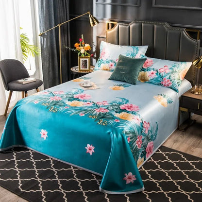 The Southern Atelier – Exquisite Floral Satin Bed Cover Set for Effortless Summer Elegance - The Southern AtelierSKU_1769008021487_36