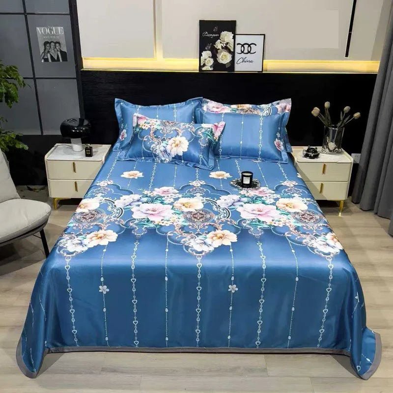 The Southern Atelier – Exquisite Floral Satin Bed Cover Set for Effortless Summer Elegance - The Southern AtelierSKU_1769008021487_389