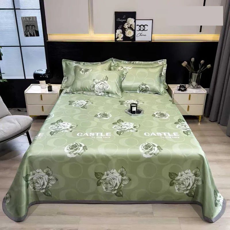 The Southern Atelier – Exquisite Floral Satin Bed Cover Set for Effortless Summer Elegance - The Southern AtelierSKU_1769008021487_477