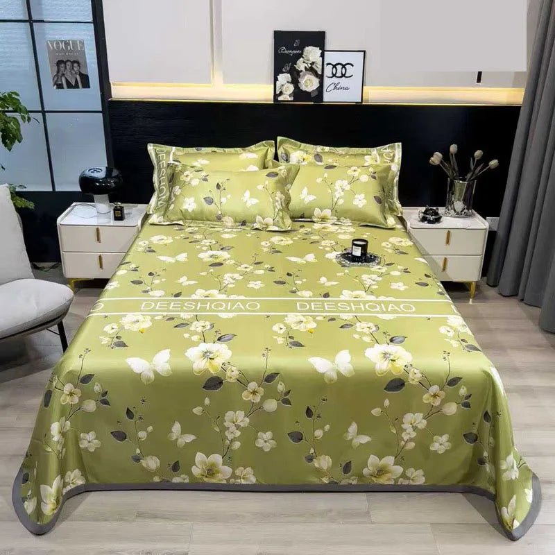 The Southern Atelier – Exquisite Floral Satin Bed Cover Set for Effortless Summer Elegance - The Southern AtelierSKU_1769008021487_510