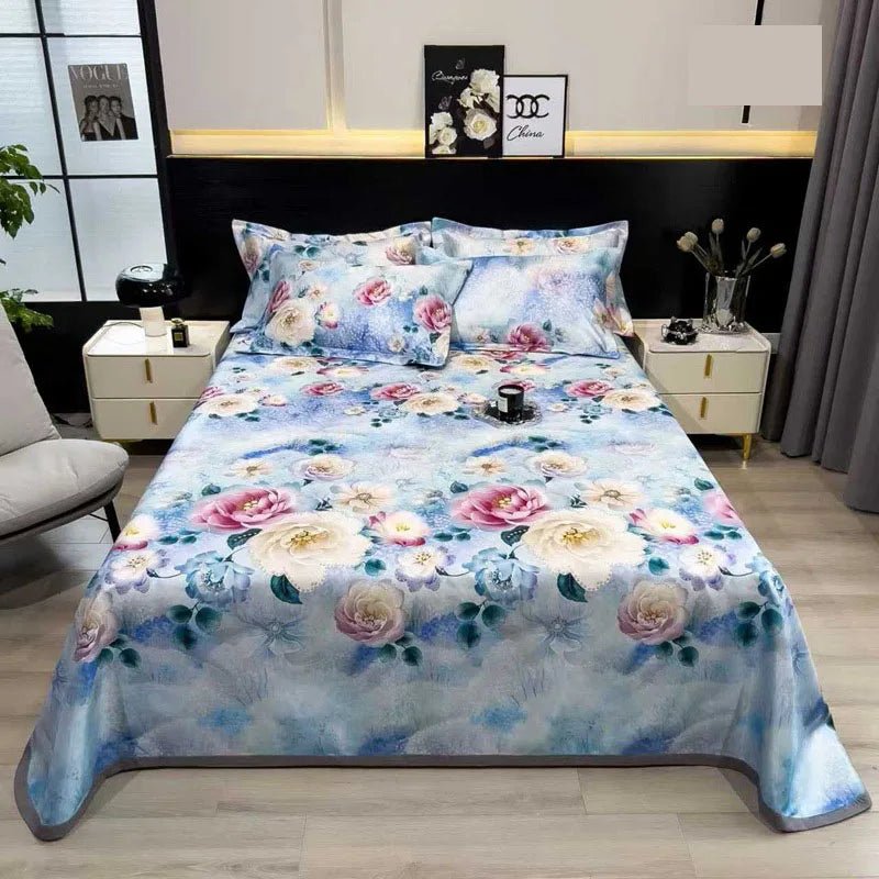 The Southern Atelier – Exquisite Floral Satin Bed Cover Set for Effortless Summer Elegance - The Southern AtelierSKU_1769008021487_872