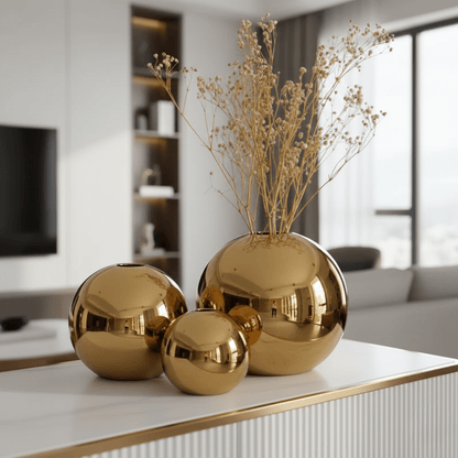 The Southern Atelier – Exquisite Golden Ceramic Sphere Vase for a Stylish and Sophisticated Décor - The Southern AtelierSKU_1763119115372_264