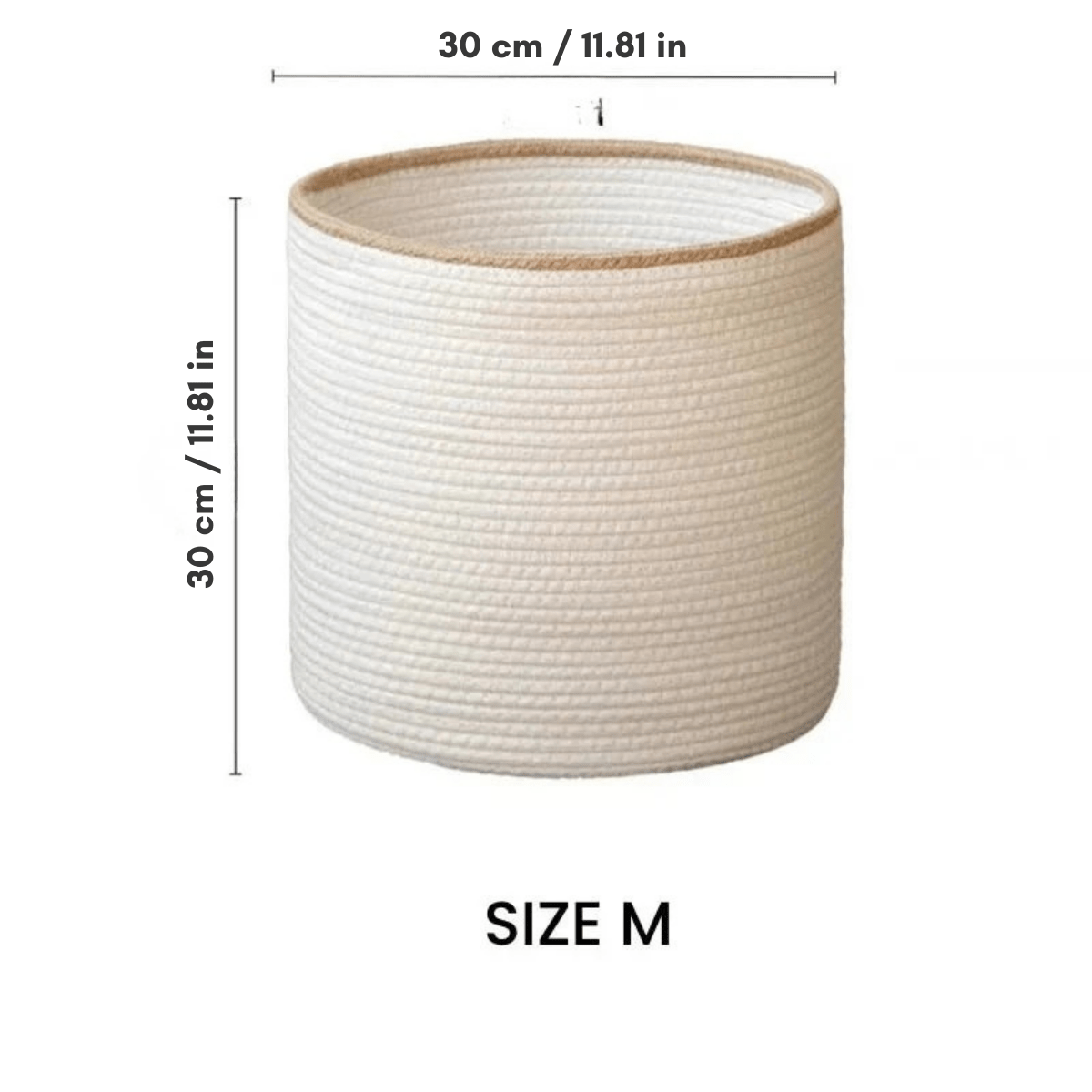 The Southern Atelier – Exquisite Handcrafted Round Basket in White Cotton with Elegant Beige Trim for a Serene Ambiance - The Southern AtelierSKU_1765807332757_944