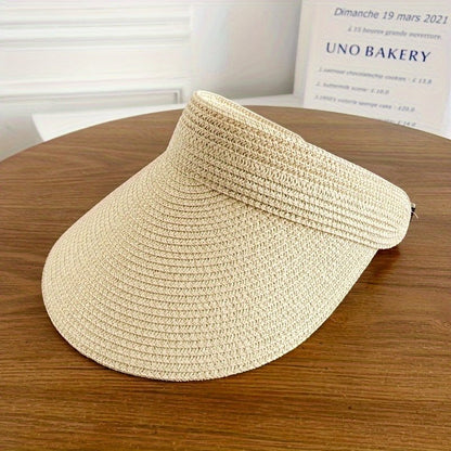 The Southern Atelier - Foldable Wide Brim Women's Sun Visor in Breathable Straw-Look for Sun Protection on the Go - The Southern AtelierSKU_1786566229358_340