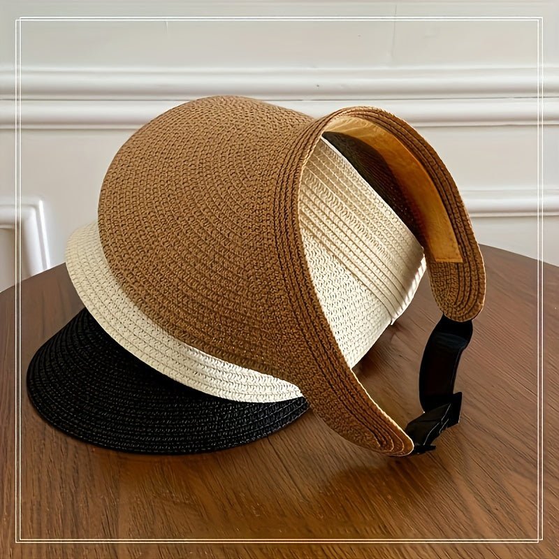 The Southern Atelier - Foldable Wide Brim Women's Sun Visor in Breathable Straw-Look for Sun Protection on the Go - The Southern AtelierSKU_1786566229358_611