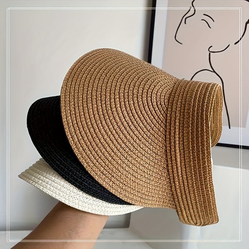 The Southern Atelier - Foldable Wide Brim Women's Sun Visor in Breathable Straw-Look for Sun Protection on the Go - The Southern AtelierSKU_1786566229358_611
